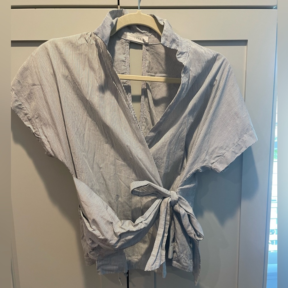 Lush Blouse blue white striped size Small